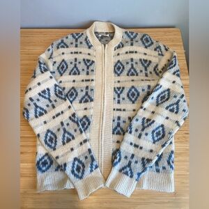 Vintage Patterned Knit Mohair & Wool Cardigan - Size L